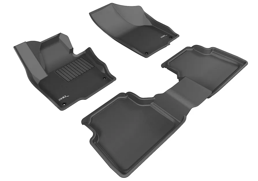 3D MAXpider Kagu 1st & 2nd Row Floormats For 09-19 VW Tiguan / Tiguan Limited - Black